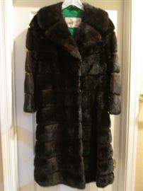 Full Length Mink Coat, Pelts Run Horizontally.  Suede Trim Detail, Philip Fur Co., Chicago