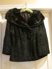Black Broadtail Lamb Jacket with Mink Collar