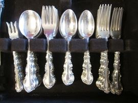 Sterling Silver Flatware Set by Gorham "Strasbourg" with Case, 103 Pieces, Service for 12 + 9 Serving Pieces