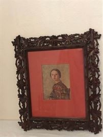 Antique Print Portrait with Ornate Frame