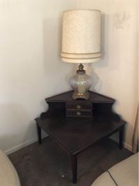 Corner Side Table and Lamp