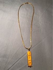 Egyptian Pendant on 14K Gold Necklace