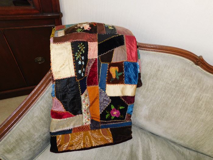 This crazy quilt is machine made but beautifully done