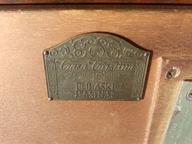 The elegance of Mediterranean style with the warm essence of the Islands resonate through the Casa Cristina Collection by Pulaski to create beautiful, livable furniture designed for today's lifestyle.
Carved turned beaded post with flame finial; Multi framed; Being Sold as part of a 4 Piece Bedroom Set along with a matching 2 Nightstand & 9 Drawer Dresser; 84"W x 100"D x 86"H; $4100 for the Set; ref #: 19982