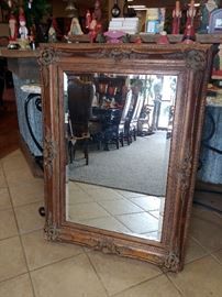 Gold Leaf Mirror; Solid Wood Frame; Mounting Wire Already Installed; Gold Leaf Covered; Made by La Barge; 34"W x 4"W x 47"H; $150; ref #: 18787