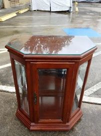 Entry Way Curio; Glass Display; 1 Glass Shelf; Glass Cover for Top; 30"W x 18"D x 35"H; $150; ref #: 19968
