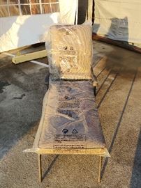 Chateau Outdoor Lounge; Aluminum Frame
New, in Plastic Cushion; Sold at Macy's for $360; 27"W x 63"D x 42"H; $180; ref #: 904