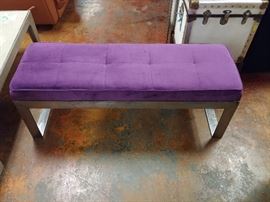 Purple Bench; Velvet Fabric; Steel Base; 48"W x 15"D x 18"H; $200; ref #: 1