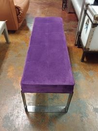 Purple Bench; Velvet Fabric; Steel Base; 48"W x 15"D x 18"H; $200; ref #: 1