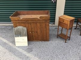 Dry Sink, Mirror, and Side Table