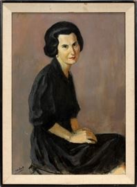 HUGHIE LEE-SMITH (AMERICAN 1915-1999), OIL ON CANVAS, C1965, H 33", W 24", PORTRAIT OF HELEN
Lot # 0008  