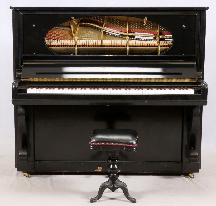STEINWAY & SON EBONIZED WOOD UPRIGHT PIANO, H 54'', W 57'', D 28''
Lot # 1087  