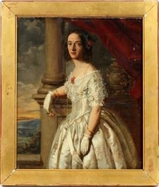 EUROPEAN OIL ON WOOD PANEL, C. 1800, H 12'', W 10'', PORTRAIT OF A LADY BY A COLUMN
Lot # 2113 