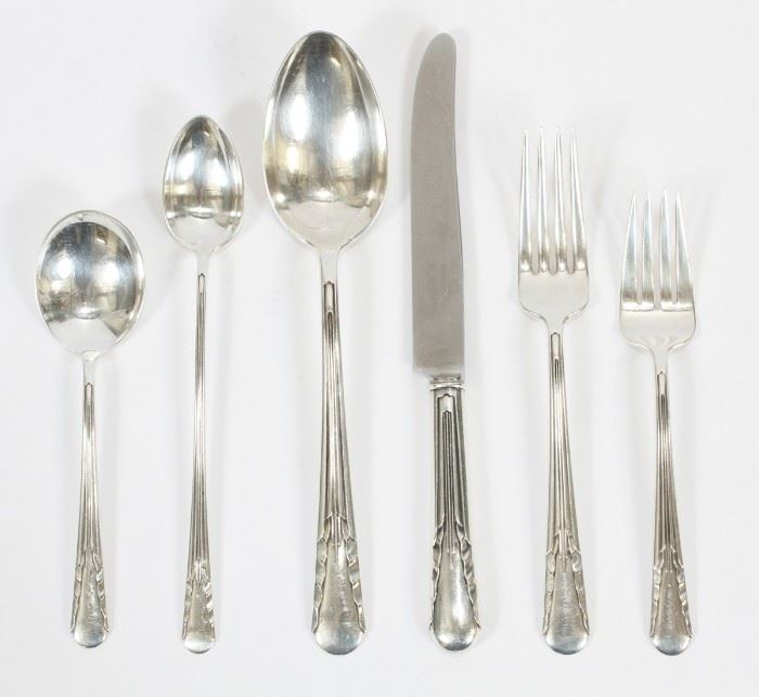 INTERNATIONAL "ORCHID PATTERN" STERLING SILVER FLATWARE, SIXTY-SIX PIECES
Lot # 2080 
