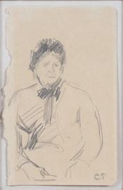 CAMILLE PISSARO (FRENCH 1830-1903), PENCIL DRAWING ON PAPER, H 6", W 4", WOMAN WITH HAT
Lot # 2023 