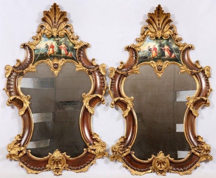 BAROQUE STYLE PAINTED VENETIAN MIRRORS, PAIR, H 66'', W 40''
Lot # 1192 