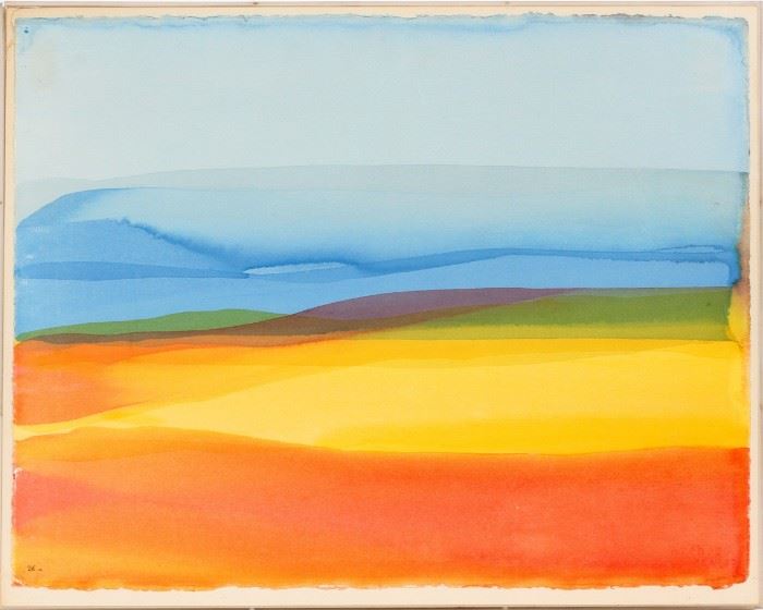 DAVID EINSTEIN MINIMALIST WATERCOLOR ON PAPER, 1972, H 22 1/2", W 30", "EARTH AND SKY"
Lot # 2148
