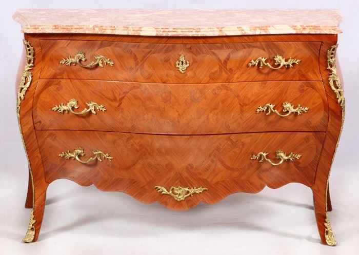 LOUIS XV STYLE MARQUETRY CHEST OF DRAWERS, H 35'', W 55'', D 22''
Lot # 1072 