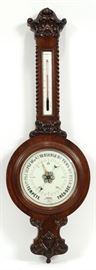 GODOT (PARIS FRANCE) CARVED ROSEWOOD BAROMETER/THERMOMETER, 19TH C, H 37", W 12.5"
Lot # 0242 