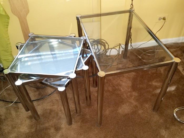 Glass and chrome tables