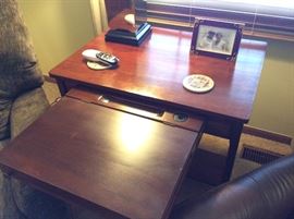 Antique hide away desk with contemporary finishing, original ink bottle
