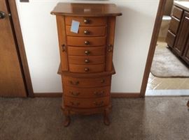 floor standing jewelry box and costume jewelry