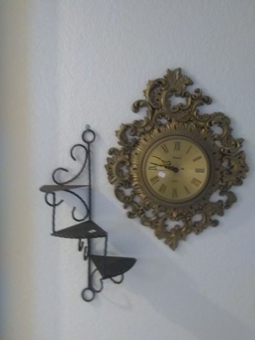Metal shelf $10 vintage 
Clock $20 also vintage