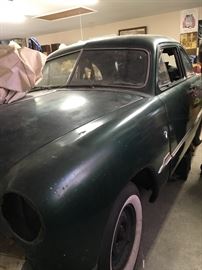 1951 Ford V8 Custom 2-door Coupe, not running, includes several parts for restiration. We will show the car by appointment only before the sale Monday, Tuesday and Wednesday, December 3-5. Please call to make an appointment.