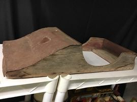 Antique wood with tin on hood race/pedal car for restoration.