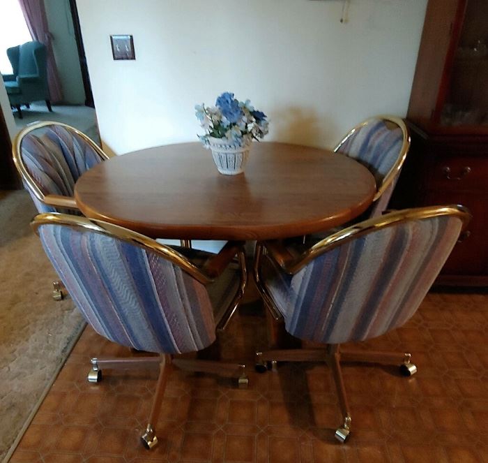 Vintage Kitchen Table & Upholstered Chairs