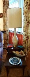 MCM Lamp, Tiered End Table (Two Available), Decorative Items