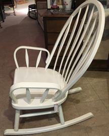 Painted white Windsor back rocking chair