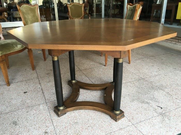 Baker octagon pie shape table has two leaves and column base