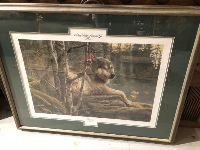 Original wild life art print "Artist of the Year", signed & numbered "Wolf"