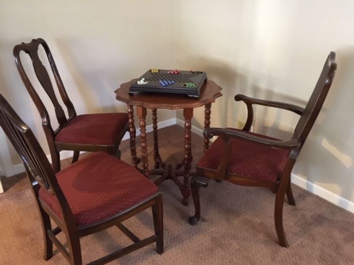 small table.   chairs
