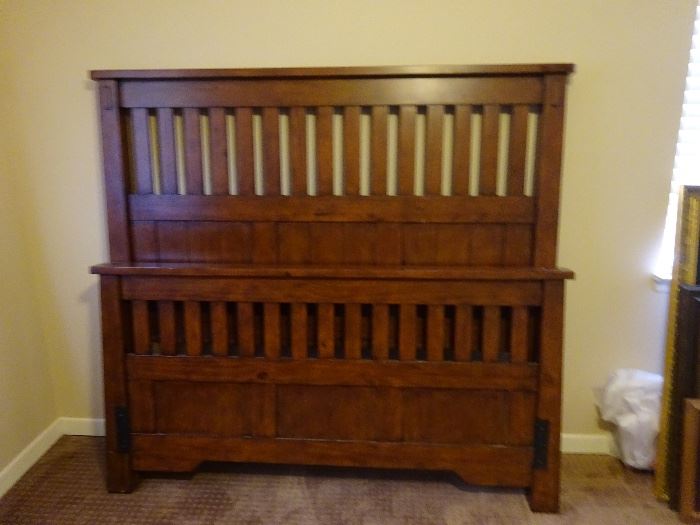 queen shaker bed with dresser/mirror and night stand