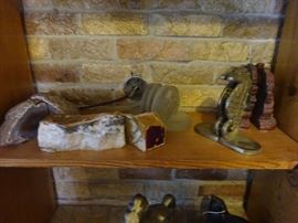 bookends- geodes, onyx stone, brass