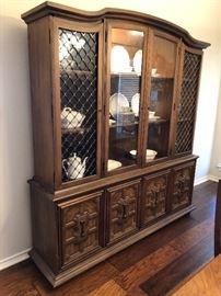 Vintage Mediterranean  Spanish revival style China Cabinet by Stanley, circa 1970.  (Photo by BC) 