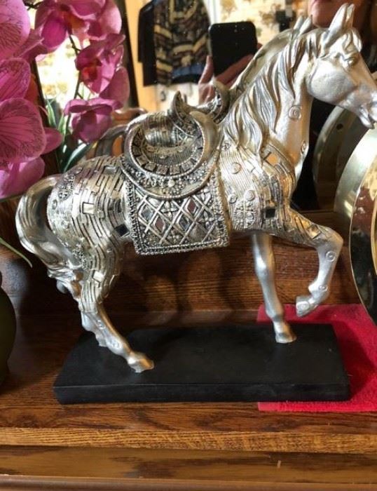 Metal Horse on Stand