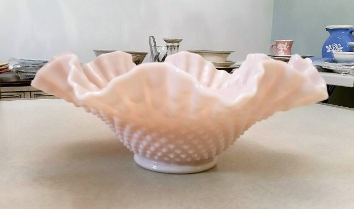Fenton Pink Hobnail Decorative Bowl
