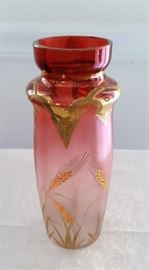 Red and gold wheat vase