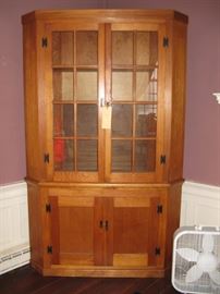      Nice large pine corner cupboard with glazed doors