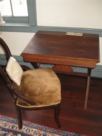                      Child's desk and Victorian chair