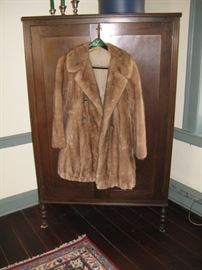              Early 20c wardrobe and mink jacket