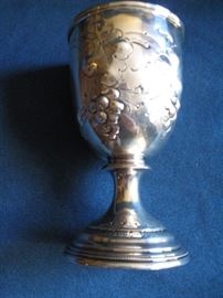        Circa 1850-1860 American Coin Silver Chalice                 
                                or Wine Goblet