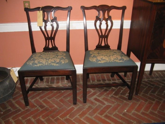 Pair Hand Made Colonial Revival Chippendale style 
                               Chairs from Baltimore