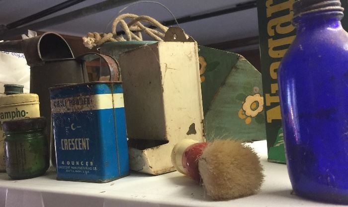 Vintage fun boxes and bottles