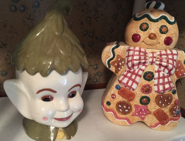 Pixie elf cookie jar and gingerbread man