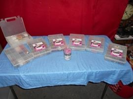 Eight Containers of Jewelry Making Supplies
