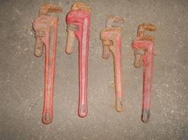 Four Vintage Pipe Wrenches